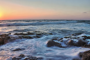 landscape photography of sea wave HD wallpaper