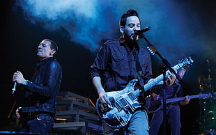 men's black button-up collared shirt, Linkin Park HD wallpaper