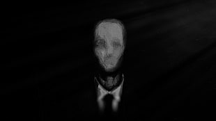 men's black suit illustration, Slender Man, dark, minimalism HD wallpaper