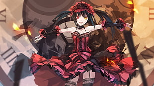 Tokisaki Kurumi, Date A Live, heterochromia, dark hair