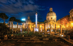 white concrete cathedral, city, Rome, Italy