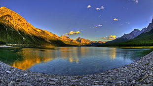 brown mountains, landscape, lake, mountains, reflection HD wallpaper