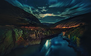 landscape photography of lake reflection of cummulus clouds