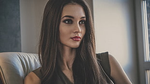 woman in black sleeved top photo HD wallpaper