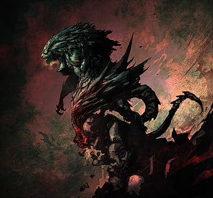 two headed dragon painting, Castlevania: Lords of Shadow, concept art HD wallpaper