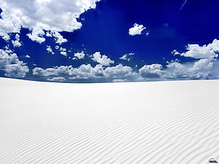 white sand and blue cloudy sky, white, snow, desert HD wallpaper