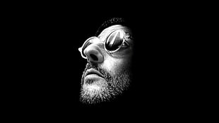 men's round sunglasses, Léon: The Professional, Jean Reno, sunglasses, black background HD wallpaper