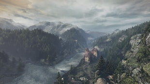 brown house on top of mountain, trees, The Astronauts, The Vanishing of Ethan Carter HD wallpaper