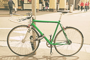 green and black road bike HD wallpaper
