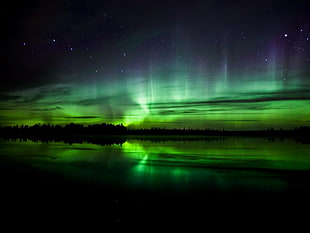 northern lights, night, stars, landscape