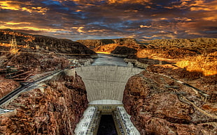 brown and black wooden table, landscape, Hoover Dam, HDR, USA HD wallpaper