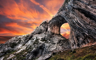 gray rock mountain, nature, landscape, rock formation, cliff