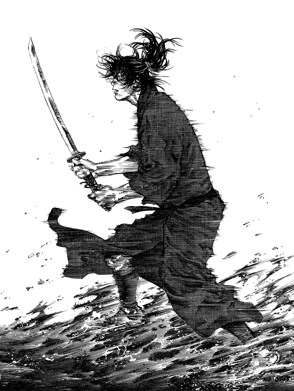 samurai illustration, Vagabond, Takehiko Inoue, Vagabond : Sumi, samurai HD wallpaper