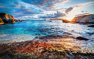 rock formation in body of water, landscape