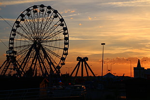 silhouette of Ferris wheel HD wallpaper