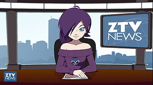 purple haired female anime character wearing purple dress, Zone-tan, Zone-sama HD wallpaper