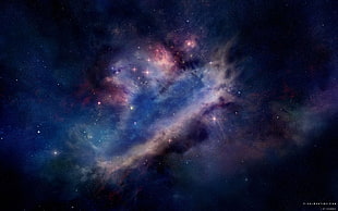 milky way, space art, nebula, stars, space