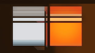 orange and grey window illustration, minimalism, digital lighting, window, warm colors HD wallpaper