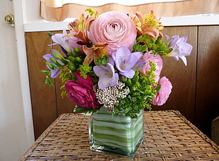 pink, purple and yellow flower