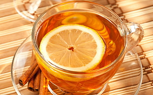 lemon juice on glass cup