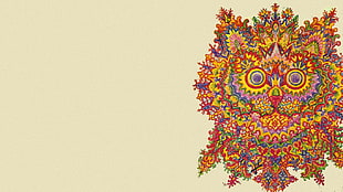 brown and yellow owl painting, Louis Wain, cat, psychedelic, artwork HD wallpaper