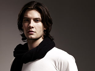 black haired man wearing black scarf HD wallpaper