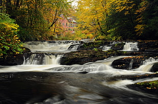 closeup photo of waterfalls, montague HD wallpaper