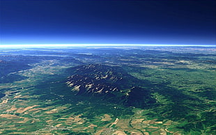 green and brown mountain, photography, landscape, nature, aerial view