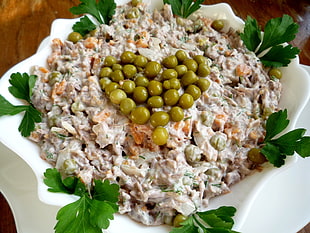 green food on white ceramic plate