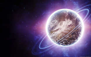 Saturn planet illustration, space, 3D, stars, digital art