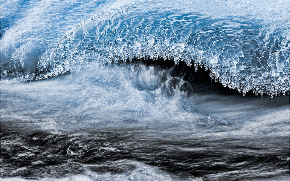 time lapse photo of water wave during daytime HD wallpaper