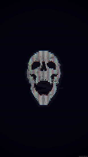 white skull logo, glitch art, abstract, ASCII art, skull HD wallpaper