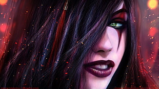 black-haired female character, League of Legends, video games, Katarina, MagicnaAnavi HD wallpaper