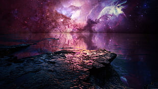 purple and blue aurora sky HD wallpaper