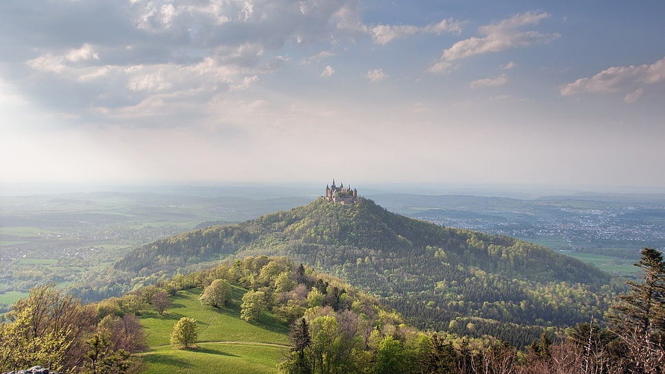 green and brown mountain, landscape, nature, Burg Hohenzollern, castle HD wallpaper