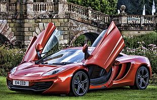 red McLaren MP4 12C coupe HD wallpaper