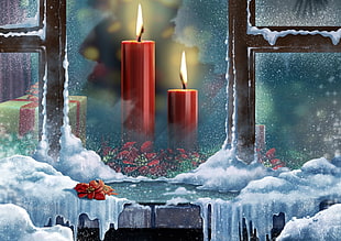red dinner candles painting HD wallpaper