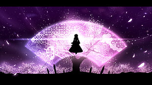 silhouette of female artwork, Touhou, Saigyouji Yuyuko, anime HD wallpaper