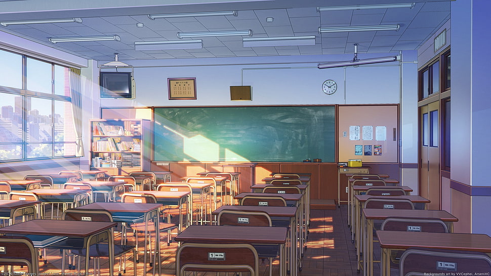 classroom interior, classroom, building, realistic, ArseniXC HD wallpaper