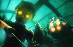 Bioshock graphics artwork, BioShock 2, BioShock, Little Sister, Big Daddy HD wallpaper