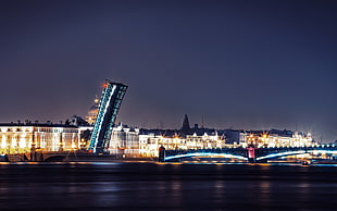 bridge landmark, cityscape, architecture, night, lights HD wallpaper