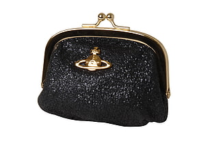 women's black and gold-colored purse HD wallpaper