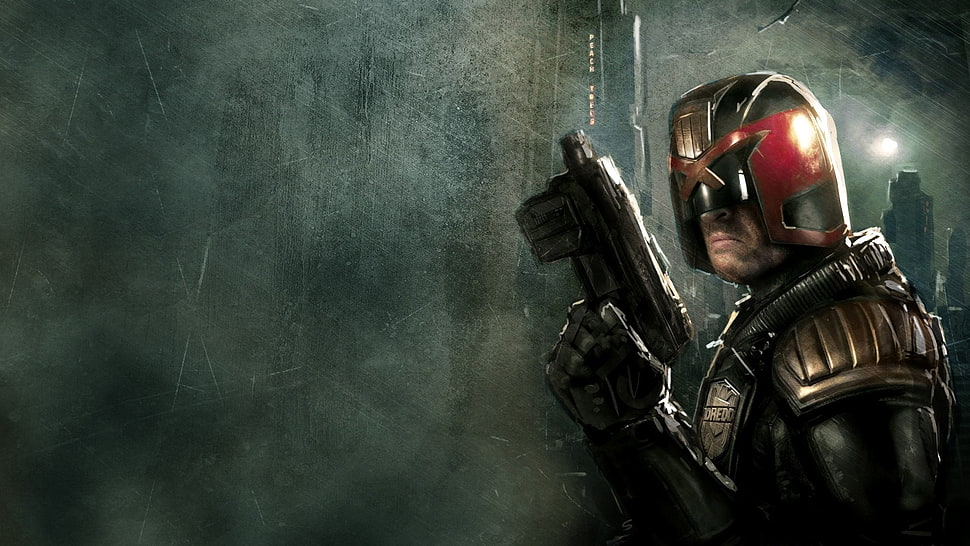 man holding gun digital wallpaper, movies, Judge Dredd HD wallpaper