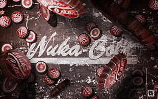 red bottle caps, Fallout, Nuka Cola, bottlecaps, video games HD wallpaper