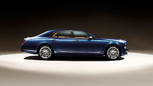 blue sedan, Bentley Mulsanne, Bentley, blue cars, vehicle HD wallpaper
