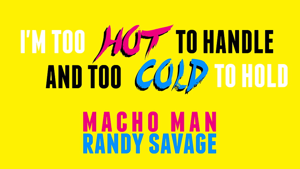 multicolored text on yellow background, wrestling, WWE, Randy Savage HD wallpaper