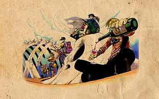 One Piece painting, One Piece, anime, Sanji, Monkey D. Luffy HD wallpaper