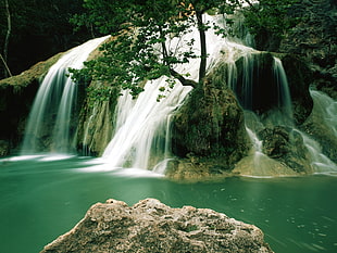 green waterfalls HD wallpaper