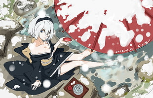 white-haired female anime character wallpaper, Nier: Automata, 2B (Nier: Automata), Giory, white hair HD wallpaper