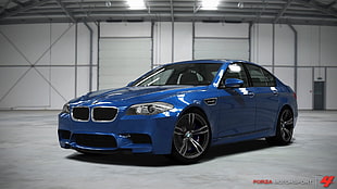 blue BMW sedan, BMW M5, car, BMW, blue cars HD wallpaper